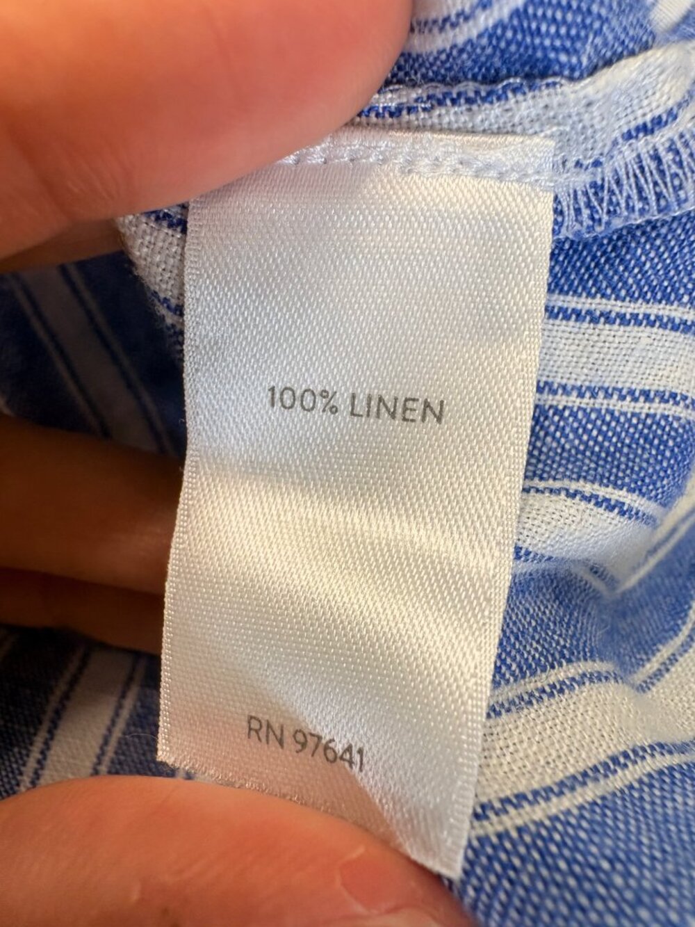 J.Jill Blue White Striped 100% Linen Roll Tab Button-Down Shirt Extra Small - Picture 5 of 7